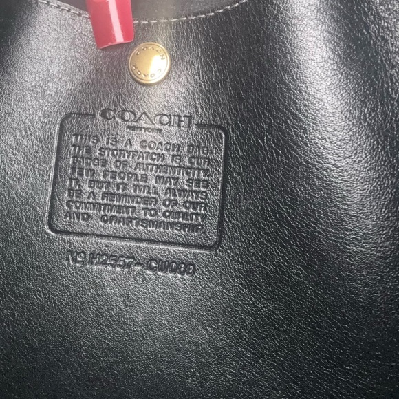 Coach Black Leather Brooklyn 28 with Gold Charm Chain and Pastel Accents - Picture 4 of 4